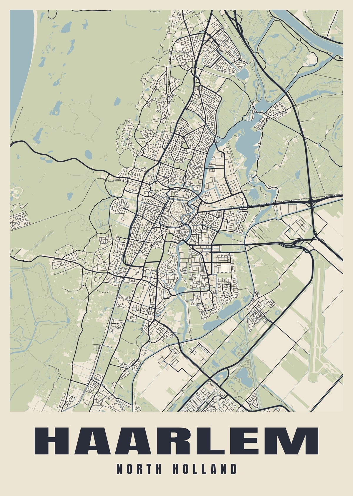 Street map poster of Haarlem, North Holland
