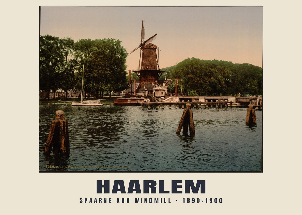 Spaarne and Windmill, Haarlem, 1890–1900 heritage photograph