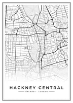 Street map poster of Hackney Central, Hackney, London