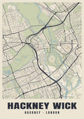 Heritage street map poster of Hackney Wick, Hackney, London