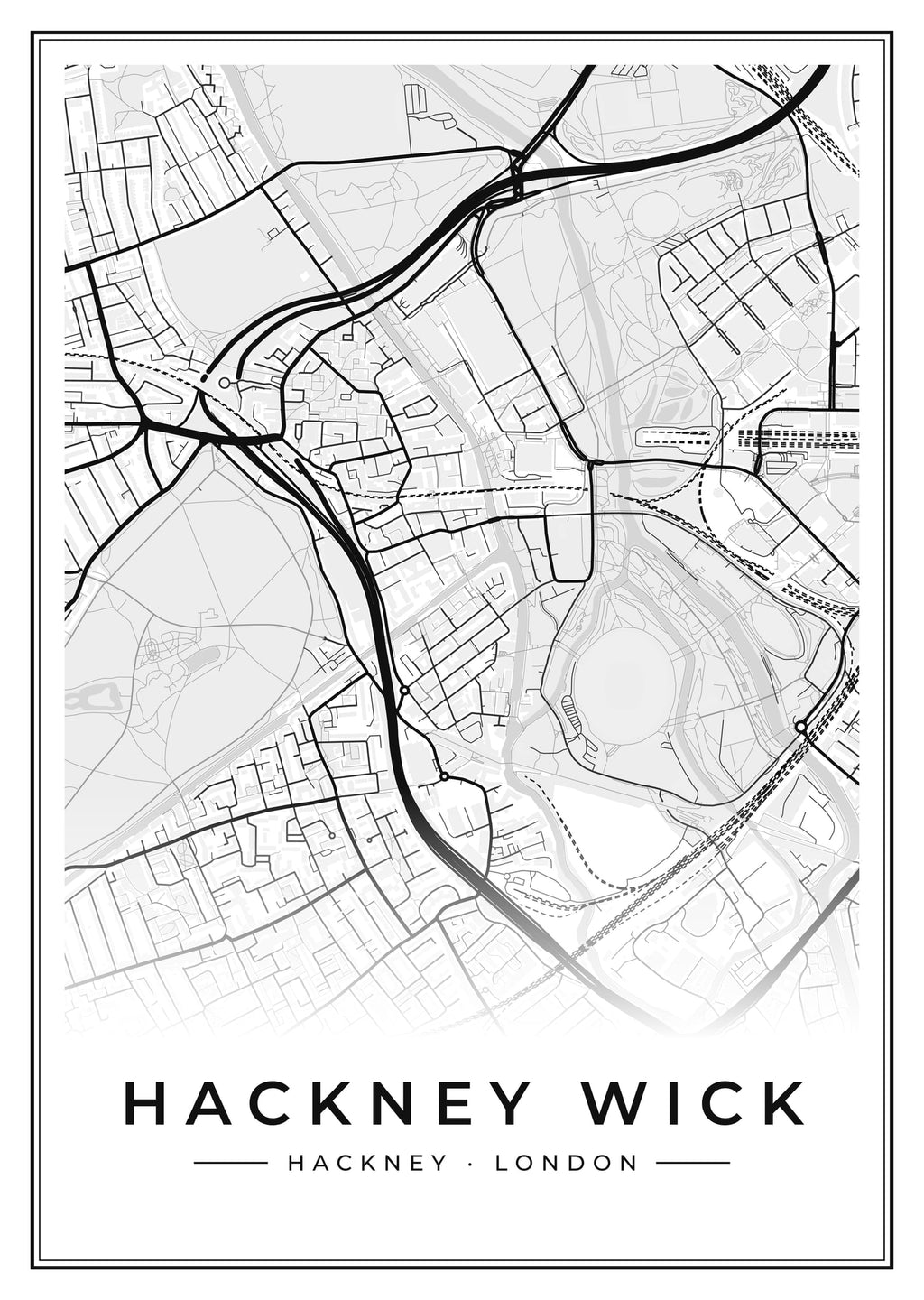 Street map poster of Hackney Wick, Hackney, London