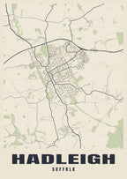 Street map poster of Hadleigh, Suffolk