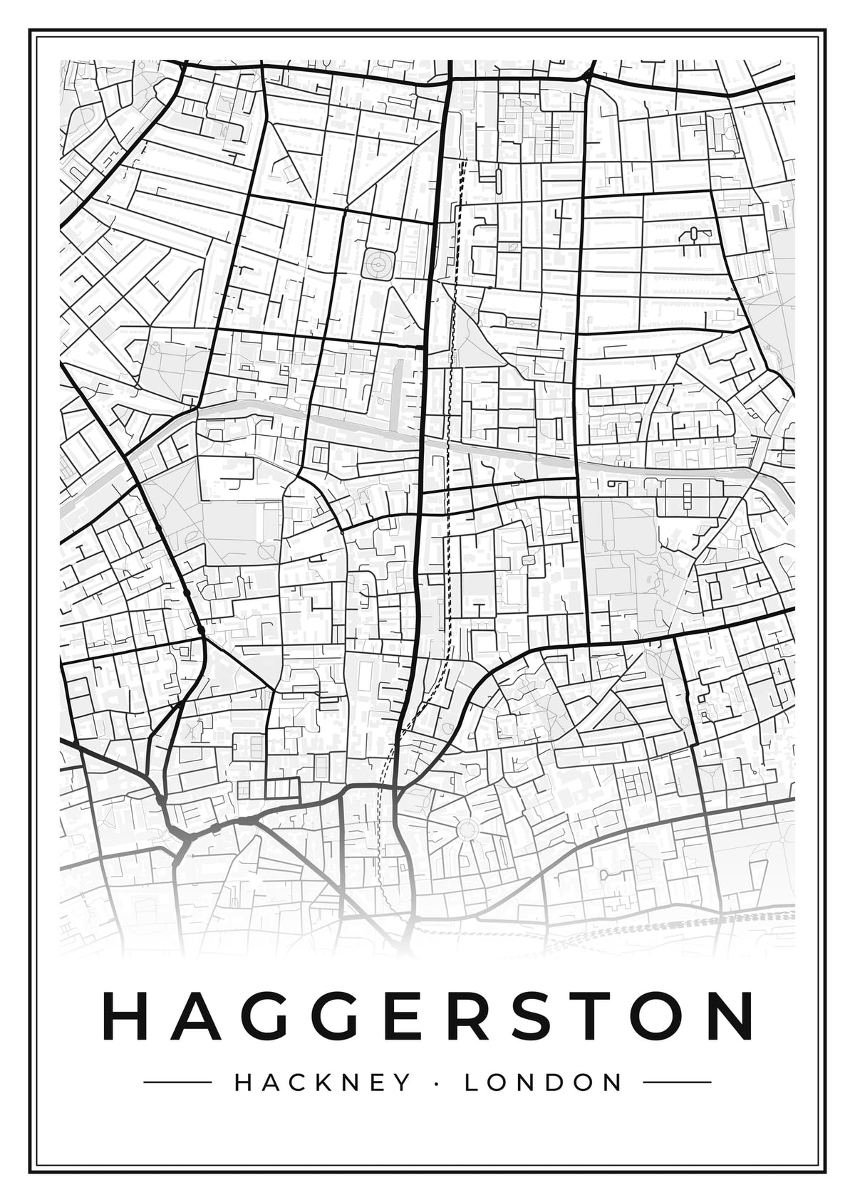 Street map poster of Haggerston, Hackney, London
