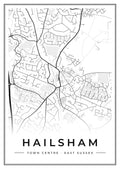 Street map poster of Hailsham town centre, East Sussex