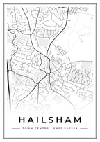 Street map poster of Hailsham town centre, East Sussex