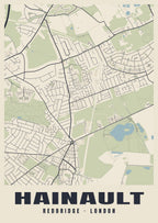 Heritage street map poster of Hainault, Redbridge, London