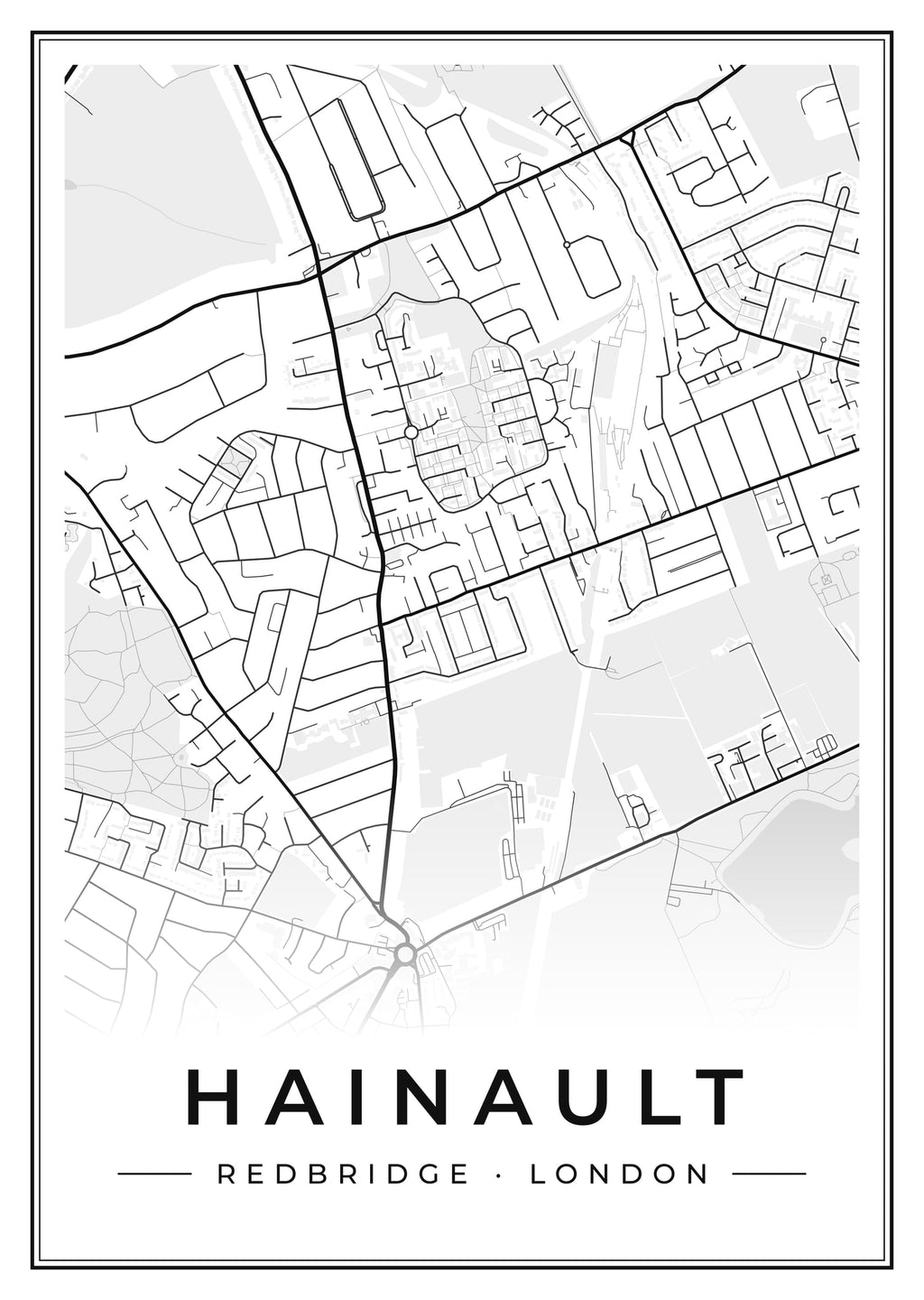 Street map poster of Hainault, Redbridge, London
