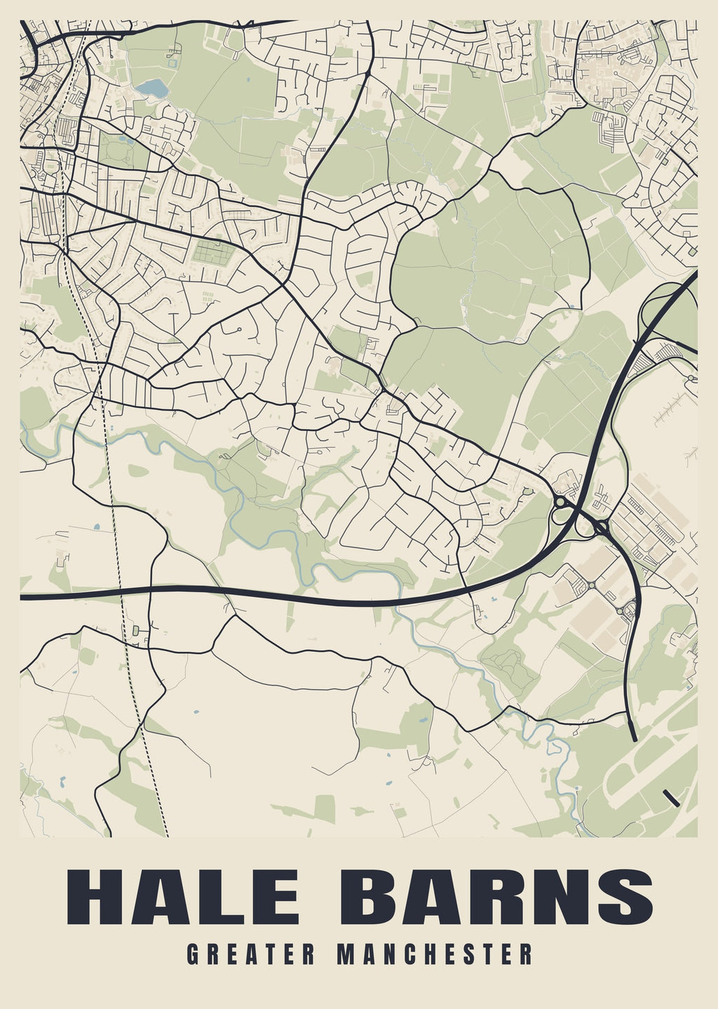 Street map poster of Hale Barns, Greater Manchester