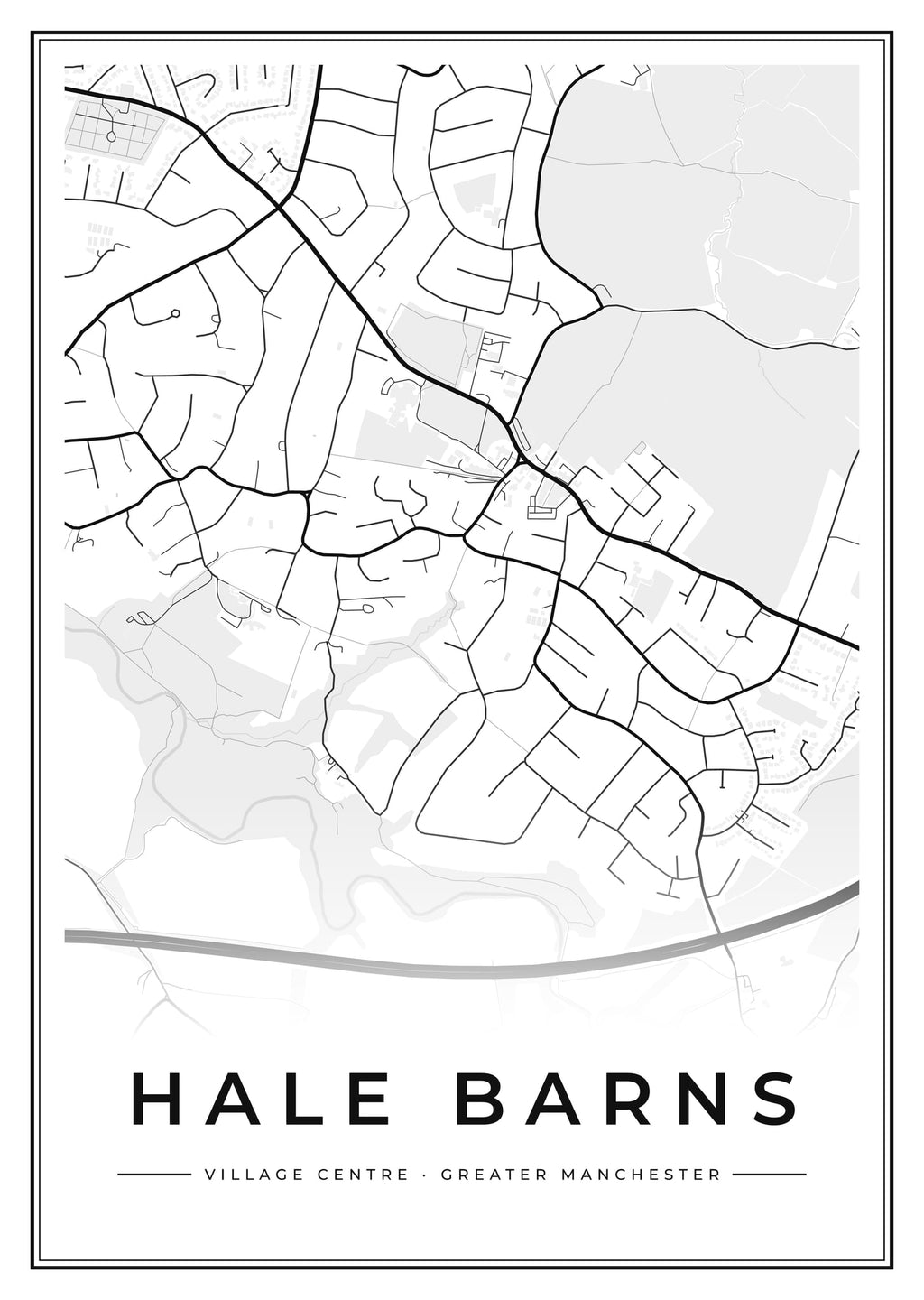 Street map poster of Hale Barns village centre, Greater Manchester