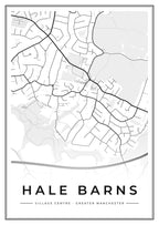 Street map poster of Hale Barns village centre, Greater Manchester