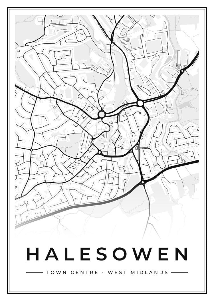 Halesowen Town Centre Street Map Poster