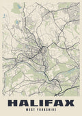 Street map poster of Halifax, West Yorkshire
