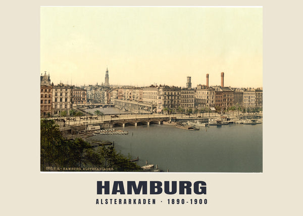 Alsterarkaden, Hamburg — 1890–1900 · Vintage photochrom print