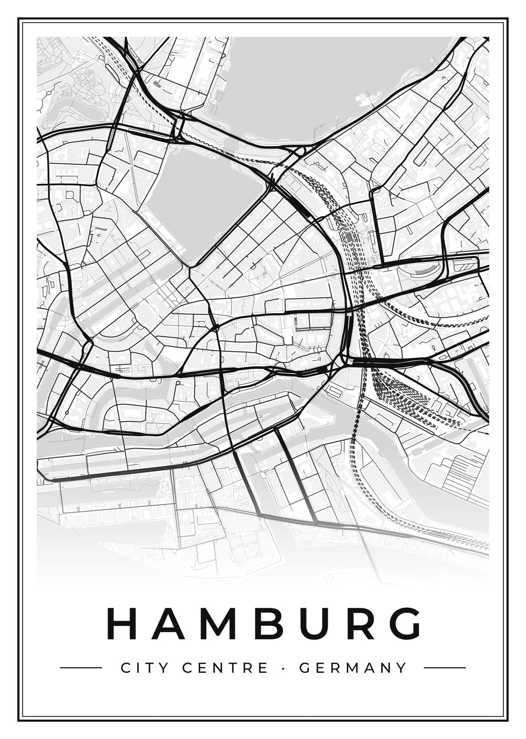 Street map poster of Hamburg city centre