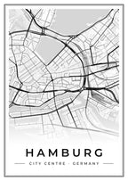 Street map poster of Hamburg city centre