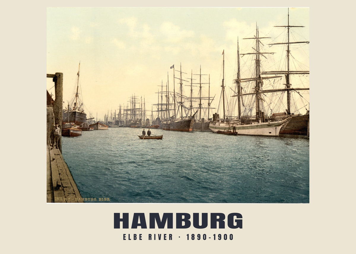 Elbe River, Hamburg, 1890–1900 heritage photograph