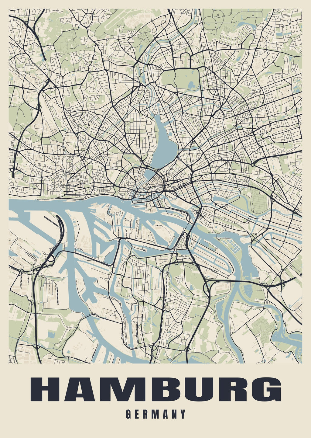 Street map poster of Hamburg