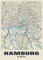 Street map poster of Hamburg