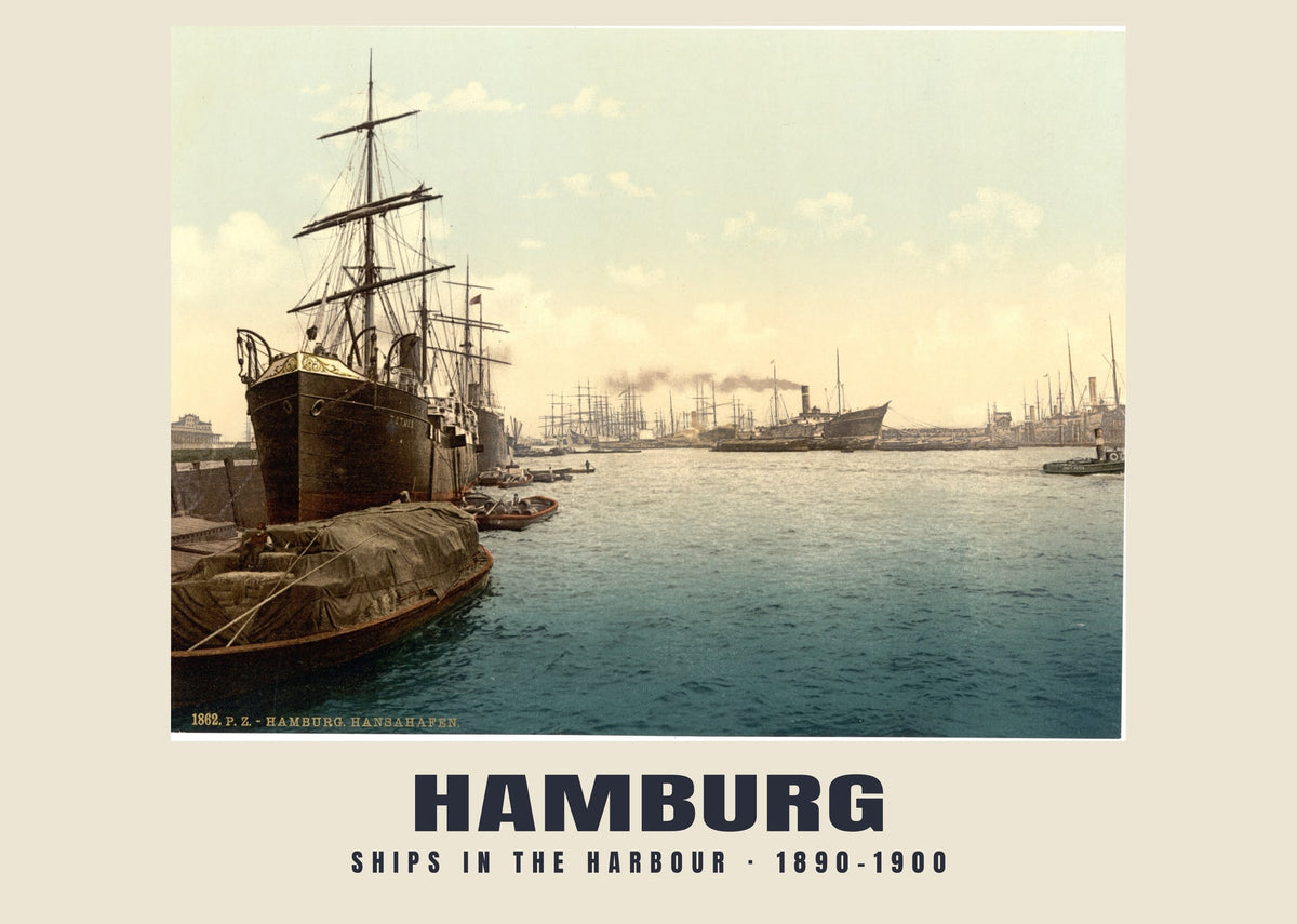 Ships in the Harbour, Hamburg, 1890–1900 heritage photograph