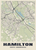 Street map poster of Hamilton, South Lanarkshire