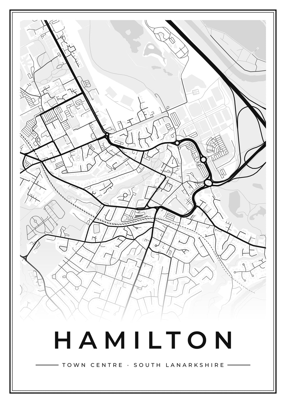 Hamilton Town Centre Street Map Poster