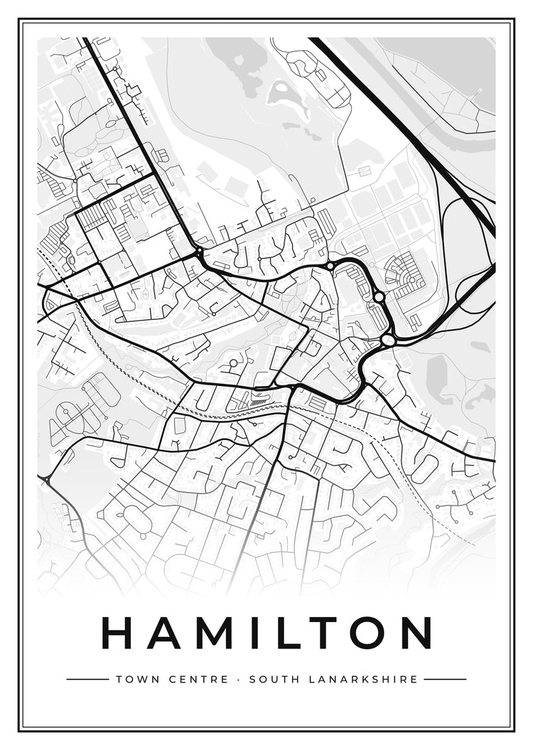 Hamilton Town Centre Street Map Poster