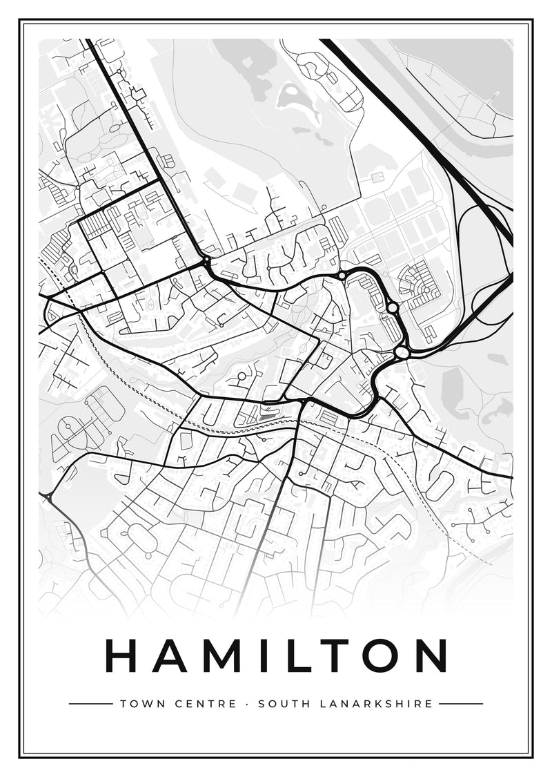 Hamilton Town Centre Street Map Poster