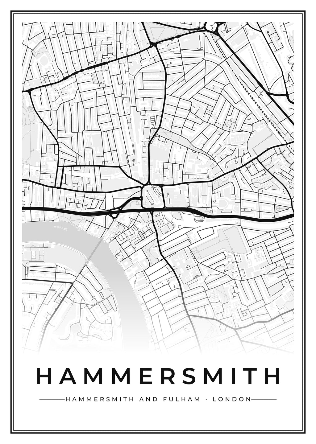 Street map poster of Hammersmith, Hammersmith and Fulham, London