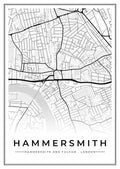 Street map poster of Hammersmith, Hammersmith and Fulham, London