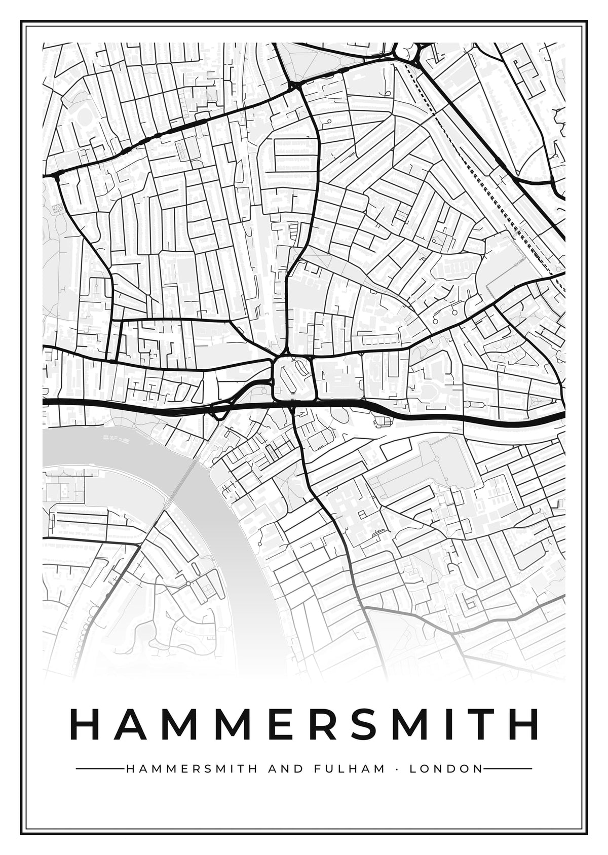 Street map poster of Hammersmith, Hammersmith and Fulham, London