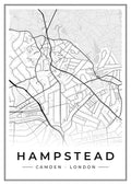 Street map poster of Hampstead, Camden, London