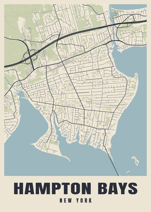 Hampton Bays Street Map Poster