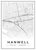 Street map poster of Hanwell, Ealing, London