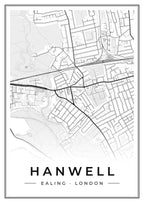 Street map poster of Hanwell, Ealing, London