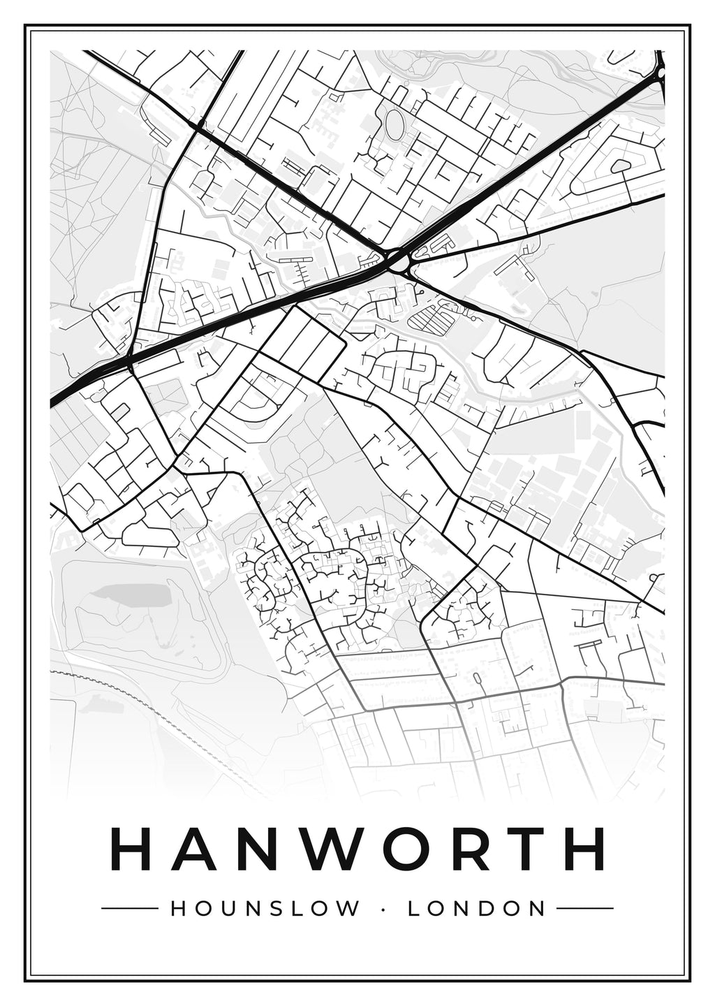 Street map poster of Hanworth, Hounslow, London