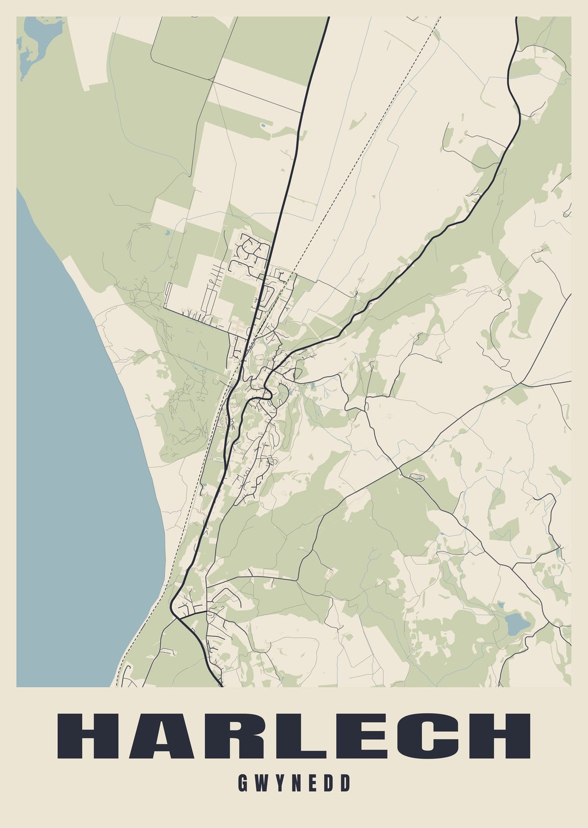 Street map poster of Harlech, Gwynedd