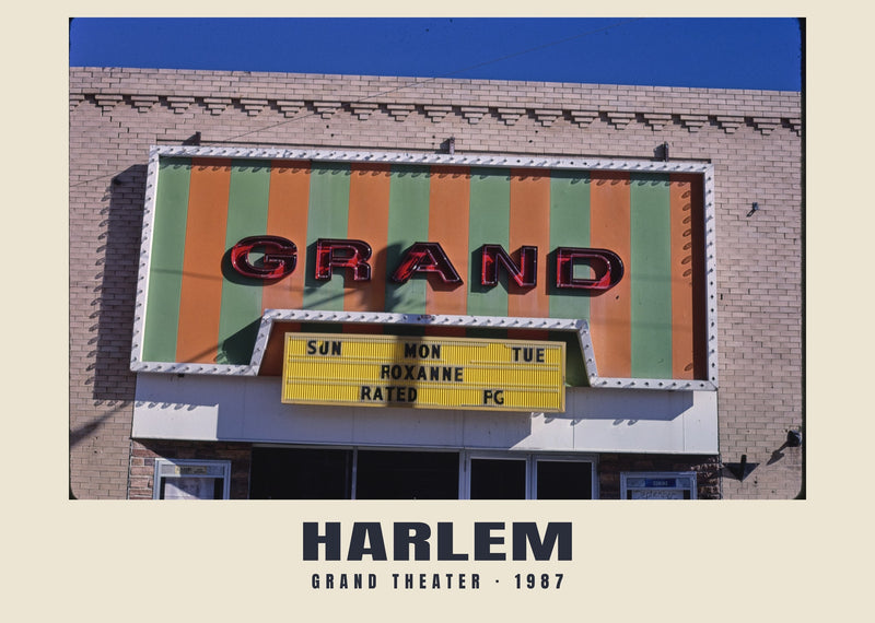 Grand Theater, Main Street, Harlem, Montana — 1987 · Historic photograph print