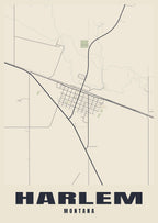 Street map poster of Harlem, Montana