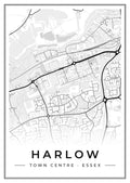 Street map poster of Harlow town centre, Essex