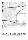 Street map poster of Harmondsworth, Hillingdon, London