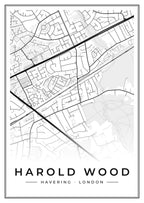 Street map poster of Harold Wood, Havering, London
