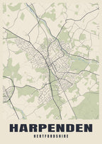 Street map poster of Harpenden, Hertfordshire