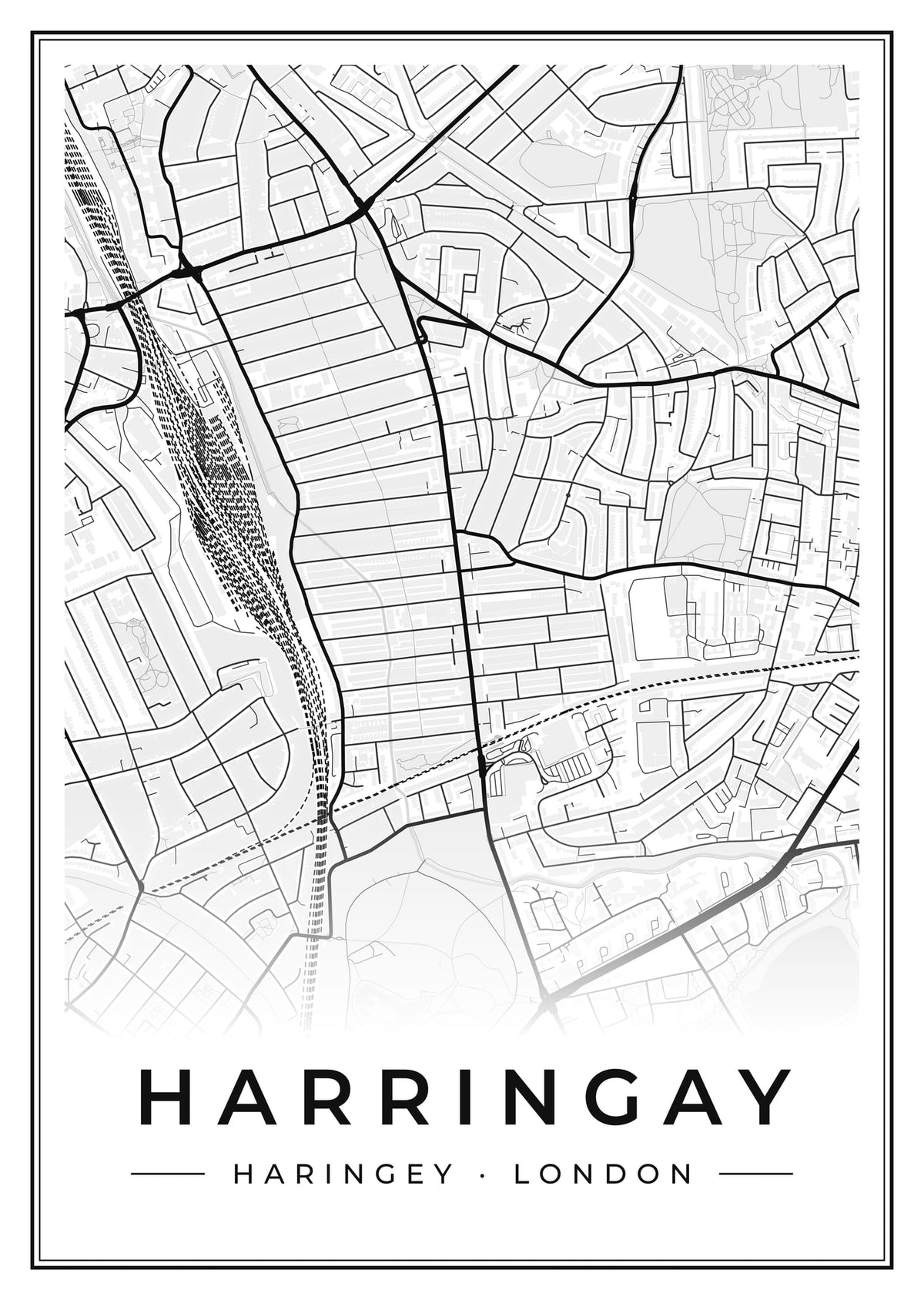 Street map poster of Harringay, Haringey, London