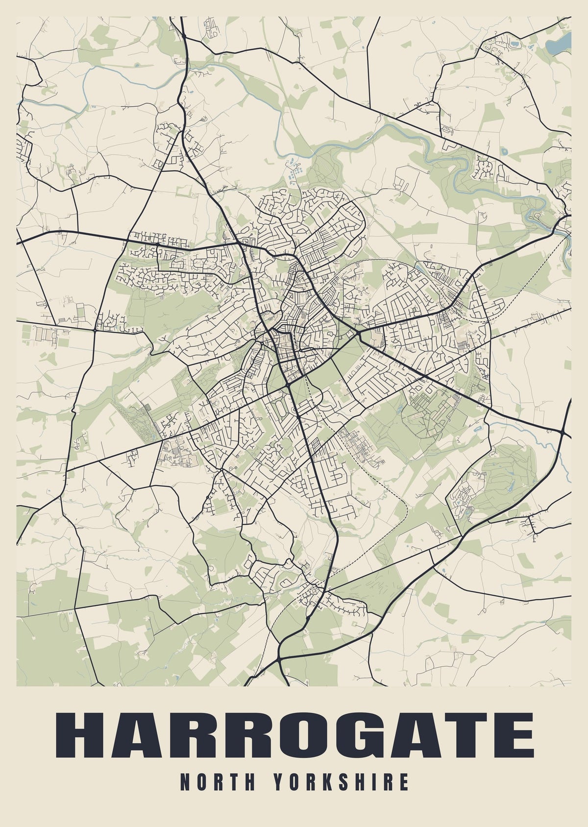 Street map poster of Harrogate, North Yorkshire