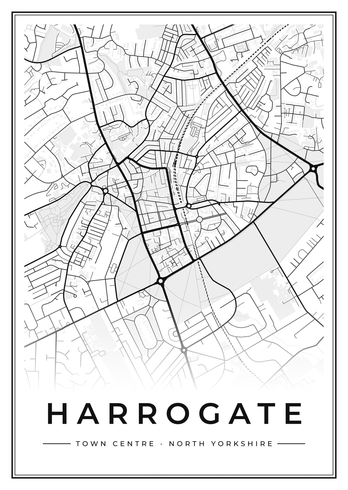 Street map poster of Harrogate town centre, North Yorkshire