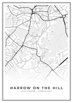 Street map poster of Harrow on the Hill, Harrow, London