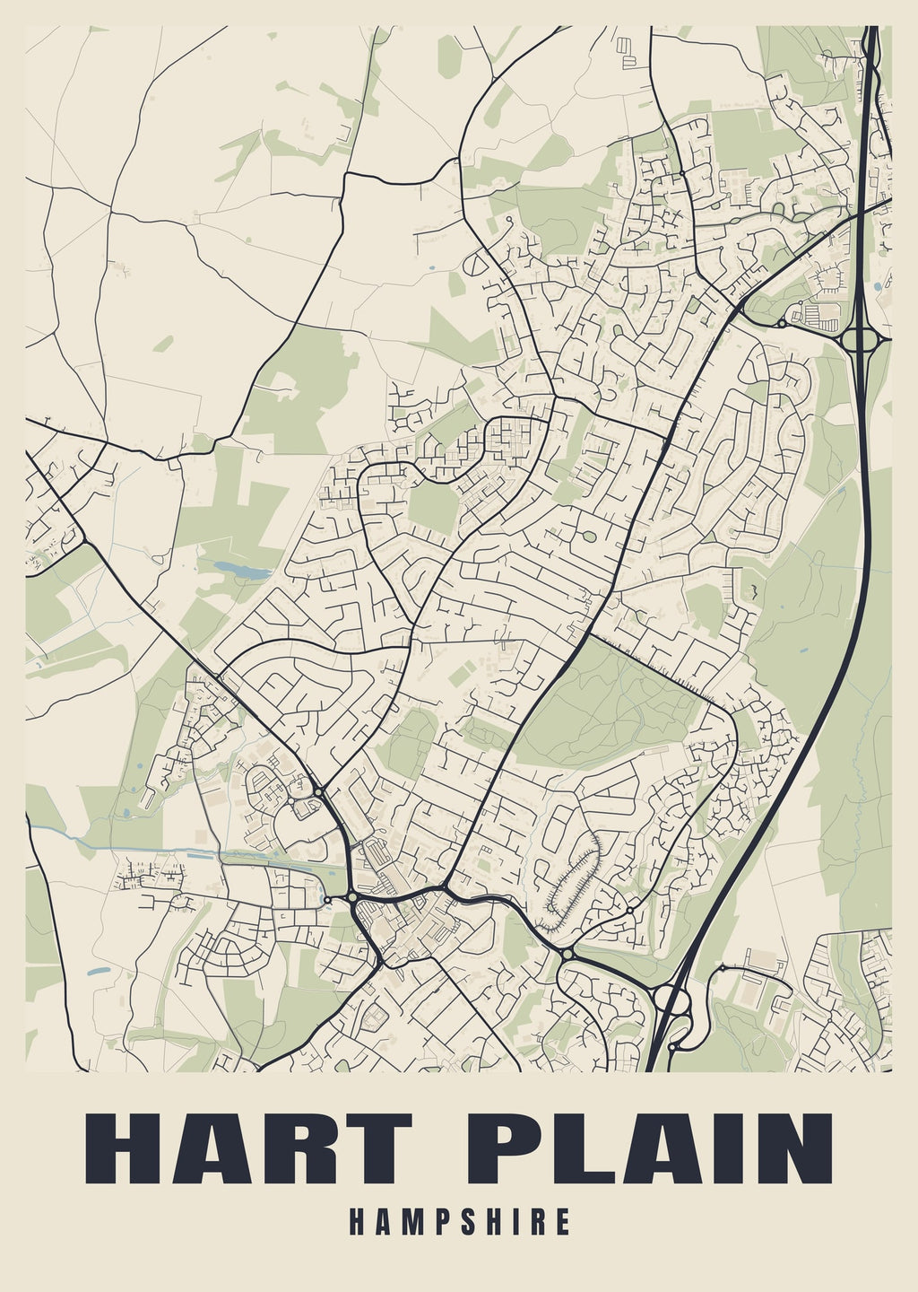 Street map poster of Hart Plain, Hampshire