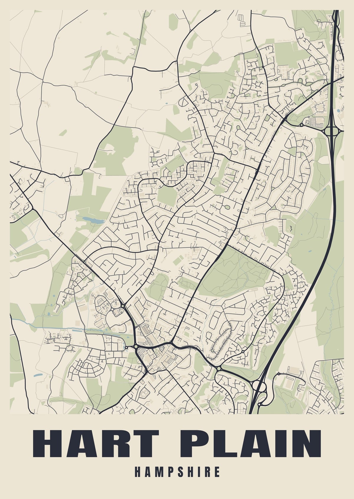 Street map poster of Hart Plain, Hampshire
