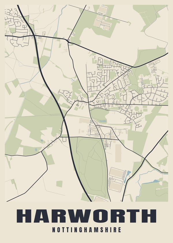 Harworth Street Map Poster
