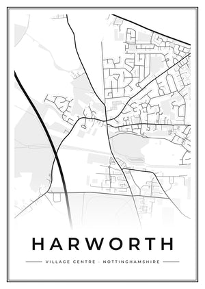 Harworth Village Centre Street Map Poster